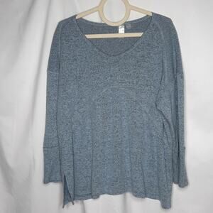 Thomas & Olivia Women's Lightweight V-Neck Marled Sweater Blue XL